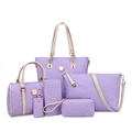 Paarse 6-delige tassenset met shopper, boston bag en portemonnees met print - Paars