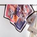 Detail of elegant square silk scarf featuring horse prints and hand-rolled black edges - Black Edge Equestrian Horse Print