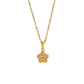 Elegante collana a fiore in oro con pendente in zircone brillante su catena sottile - Collana di Fiore di Prugno (N0107)