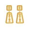 Orecchini a perno trapezoidali geometrici retrò dorati con design a croce testurizzato - Oro