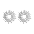 Elegant silver sunburst flower stud earrings with hollow design and smooth metallic finish - Silver