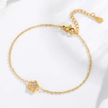 Elegante bracciale a fiore dorato con zirconi brillanti e catenina regolabile chic - Bracciale di Fiore di Prugno (B0062)