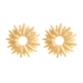 Elegant gold vintage hollow sunflower stud earrings with a polished metallic finish - Gold