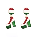 Emaille hoge hak oorhangers met rood wit groene strepen en gouden glitter afwerking - Rood Wit Groen Gestreept