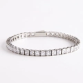 Classic silver tennis bracelet featuring continuous square-cut white cubic zirconia stones - Silver Clear Zirconia
