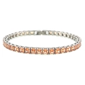 Silver stainless steel tennis bracelet with orange princess-cut cubic zirconia stones - Square Orange Zircon