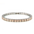 Classic silver tennis bracelet featuring square-cut champagne zircon stones - Square Champagne Zircon