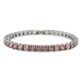 Rosa Zirkonia Tennis-Armband mit Prinzessschliff und versilberter Krappenfassung - Fuchsie