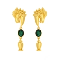 Pendientes retro con cabeza de caballo, cristal verde y colgante de pájaro vintage - Colgante de Cabeza de Caballo / Dorado/Verde Oscuro
