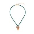 Collana con ciondolo a forma di renna di Natale, corda verde e lega dorata - Colorato