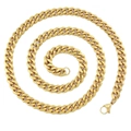 Collier à mailles cubaines dorées pour hommes en acier inoxydable avec design poli - Or 8mm*60cm Style Fermoir Mousqueton