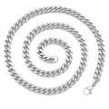 Chaîne cubaine argentée pour hommes avec fermoir mousqueton solide et finition polie - Acier 8mm*60cm Style Fermoir Mousqueton