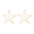 Boucles d'oreilles étoile de mer rétro en émail blanc avec détails dorés texturés - Blanc
