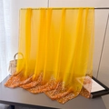 Lightweight yellow floral long scarf shawl made of chiffon with semi-transparent texture - 185*120CM / Yellow