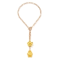 Collar vintage dorado con colgante de flor y rana y elegante cierre de barra y aro - Dorado
