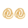 Golden spiral hoop earrings with hammered texture and multi-layer hollow vortex design - Gold