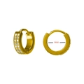 Gouden titanium stalen oorringen met witte zirkonia en binnendiameter van 9mm - Goud Dubbele Rij Zirkonia Creolen