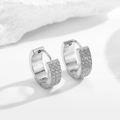 Elegante zilveren roestvrijstalen oorringen met glinsterende zirkonia pavé-zetting - Zilver Drie Rijen Zirkonia Creolen