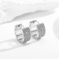 Zilveren roestvrijstalen oorringen met sprankelende zirkoon pave zetting per paar - Zilver Vier Rijen Zirkonia Creolen