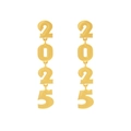 Fashionable gold 2025 number drop earrings with matte finish for New Year parties - Gold