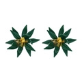 Orecchini floreali fatti a mano con perline verde scuro e stami di fiori in resina - Verde