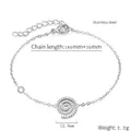 Bracciale in acciaio inossidabile argento con ciondolo a cuore a spirale e cristalli - Spirale / Color Acciaio