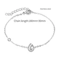 Minimalist silver stainless steel bracelet with teardrop zircon pendant and adjustable chain - Teardrop / Steel