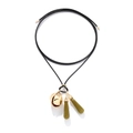Collar retro con colgante de capullo en resina, aleación dorada y cordón negro ajustable - Dorado