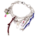Collar de capas Y2K con cadenas metálicas, cordones de colores y dijes mixtos de moda - Blanco K/Plata
