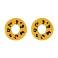 Modern geometric round leopard print earrings with yellow enamel finish and black spots - Yellow Leopard Print (Main Color)