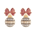 Orecchini a fiocco natalizi con glitter rossi e ciondoli a sfera disco scintillanti - Rosa Multicolore