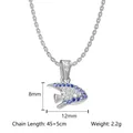 Collana con pesce in argento e zirconi blu e bianchi, catena regolabile 45+5 cm - Pesce di Mare Color Acciaio (N0401S)