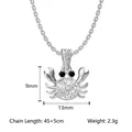 Collana con ciondolo a granchio in argento con zirconi bianchi e pietre nere - Granchio Color Acciaio (N0402S)