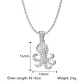 Silver octopus pendant necklace with cubic zirconia pave settings on white background - Steel Octopus (N0403S)