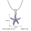 Silver starfish pendant necklace with dark blue crystals and 45cm adjustable chain - Steel Starfish (N0405S)