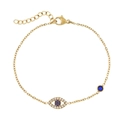 Bracelet doré orné d'un pendentif Mauvais Œil en zircon bleu avec fermoir mousqueton - Style Mauvais Œil (B0231G) / Or