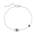 Bracelet cœur mauvais œil minimaliste avec zircon bleu et chaîne réglable en acier inoxydable - Style Mauvais Œil (B0231S) / Argent