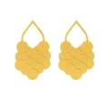 Layered gold leaf earrings with textured circular metal discs for a modern luxury look - Gold