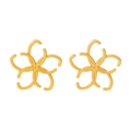 Grote gouden holle bloemoorbellen met matte afwerking en geometrisch patroon - Goud