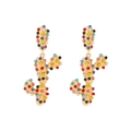 Orecchini pendenti a cactus scintillanti con strass multicolori in metallo dorato - Zircone Colorato