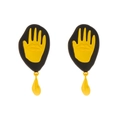 Orecchini retrò neri e oro a forma di mano con motivo labbra e pendenti a goccia d'acqua - Stile Artistico Mano Labbra (Nero e Oro)