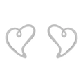 Minimalist silver hollow heart earrings with elegant spiral design in polished finish - Silver