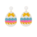 Colorful Easter egg drop earrings with bow and faux pearls in gold finish - Colorful