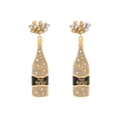 Exaggerated champagne bottle earrings with rhinestones and Happy New Year text - Champagne Bottle Style (Happy New Year)