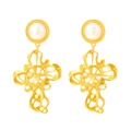 Vintage Baroque gold cross earrings with pearls and artistic sculptural abstract pendants - Gold