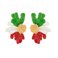 Floral enamel earrings with green, white and red petals and shimmering gold details - Colorful