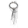 Exaggerated multi-layer faux pearl and rhinestone tassel necklace with toggle clasp - Gun Black