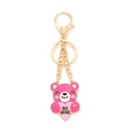 Portachiavi orso in smalto rosa con cuore BE MINE e gancio dorato su sfondo bianco - Rosa (Misto)
