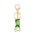 LUCK charm keychain featuring green gradient enamel and emerald rhinestones on gold metal - LUCKY Style (KZ250101-0010) / Gold/Green