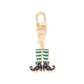 Colorful enamel clown witch boot keychain with golden lobster clasp on white background - Halloween Witch Boot Style (Pink)